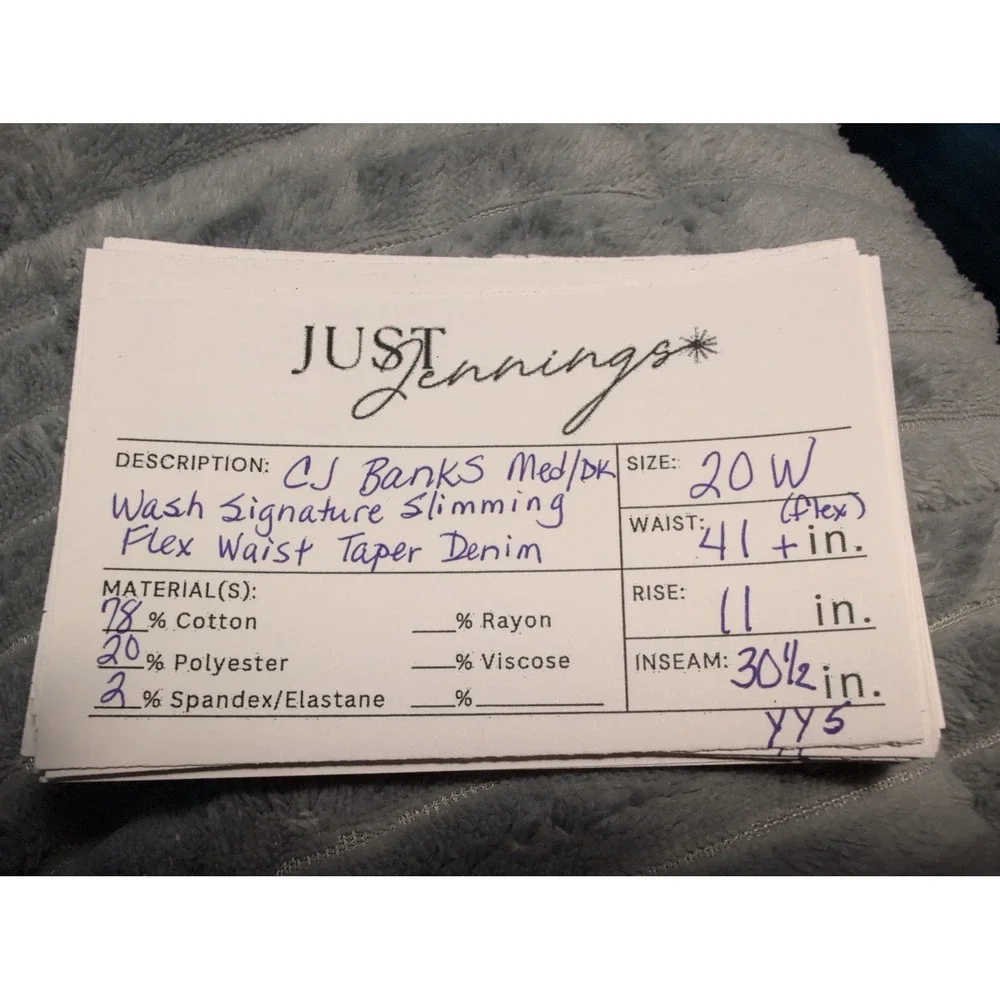 CJ Banks Womens 20W med/dk Wash‎ Signature Slimming Flex Waist Taper Denim Jeans